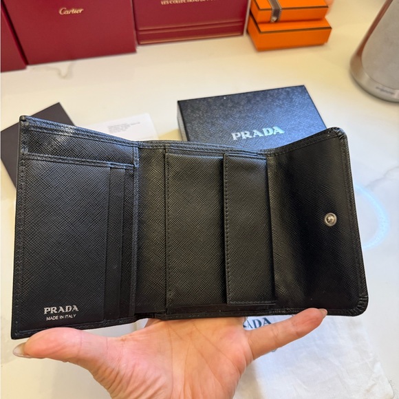 Authentic Prada Saffiano Leather With Rhinestone Black Wallet - Picture 4 of 10